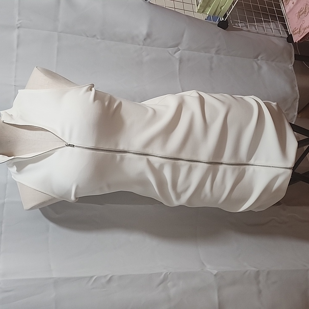 Express Cream Sleeveless Zipper Dress